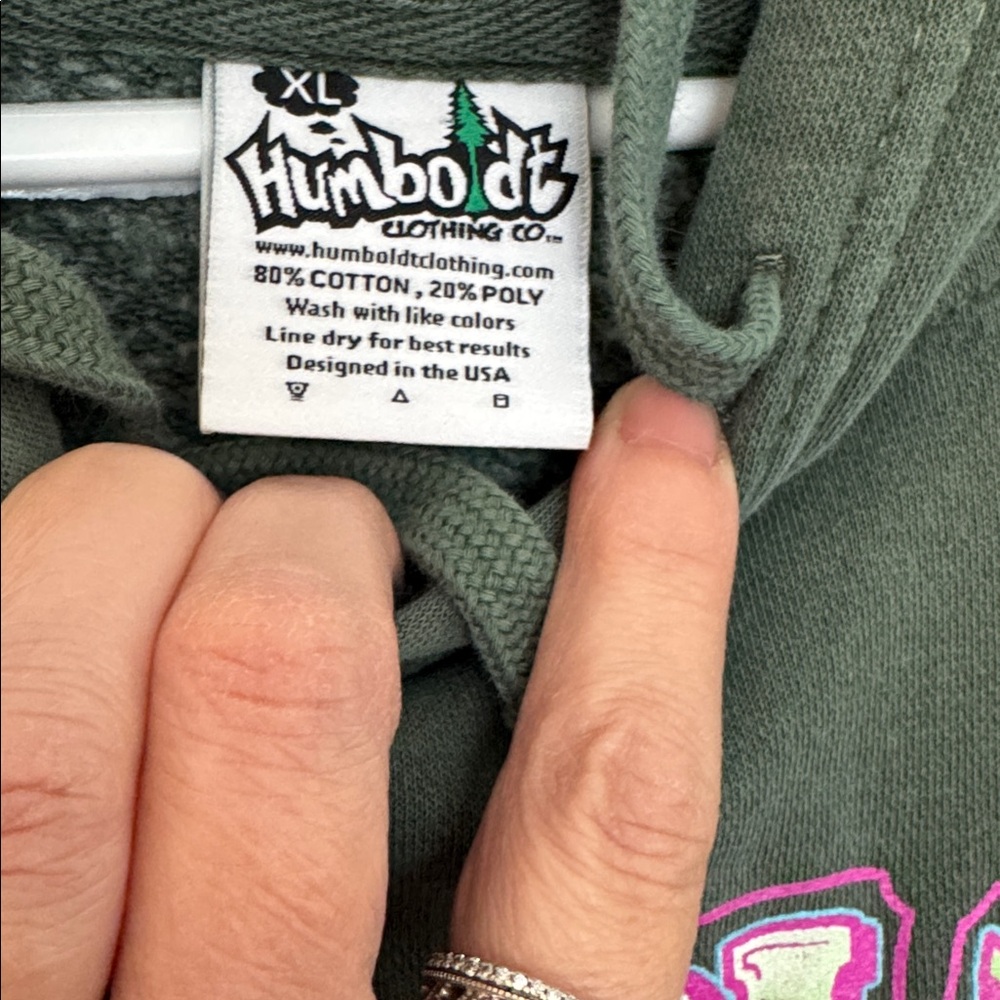 Graphic Hoodie - Dark Green with Pink & Lime Logo - Picture 3 of 7